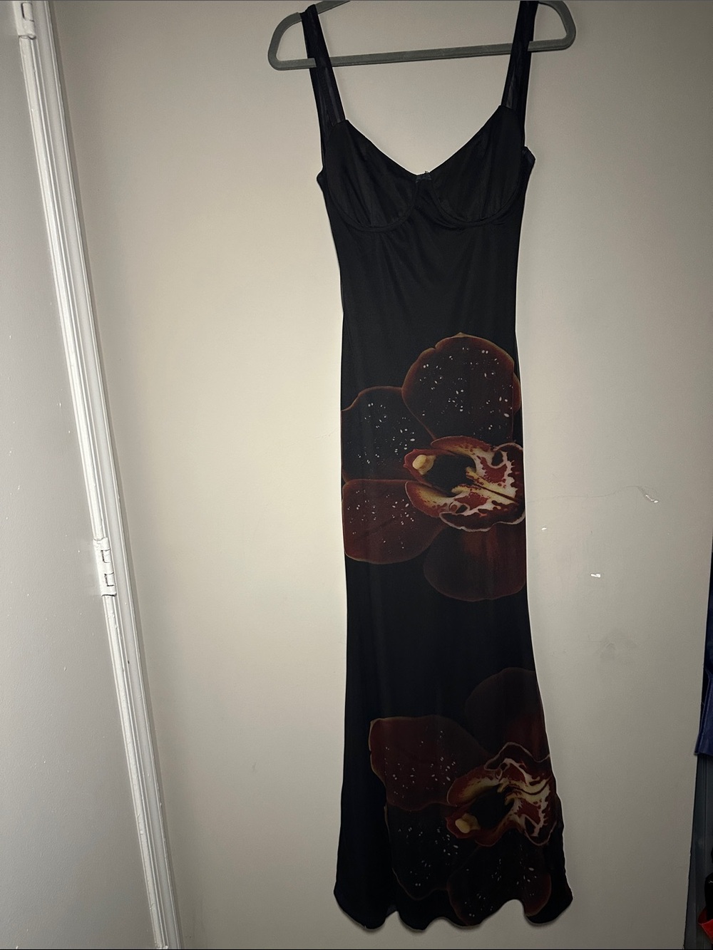 Fashion Nova New Black Floral maxi backless dress
